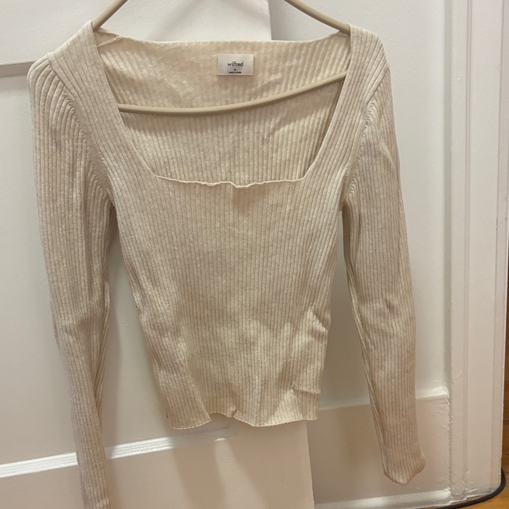 Wilfred Beige Ribbed Knit Top
